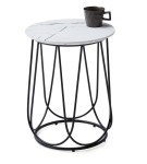 Okrągły stolik kawowy nocny biały marmur/czarny