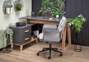 Nowoczesne biurko narożne z szafką loft