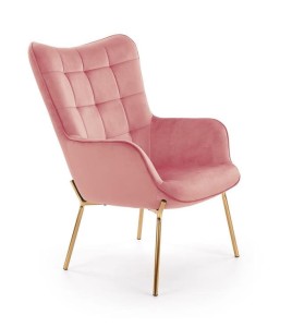 Wygodny fotel wypoczynkowy pudrowy róż/złoto glam