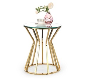 Okrągły szklany stolik kawowy nocny z lustrem glam
