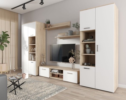 Meble-do-salonu-z-szafką-RTV-sonoma-z-białym