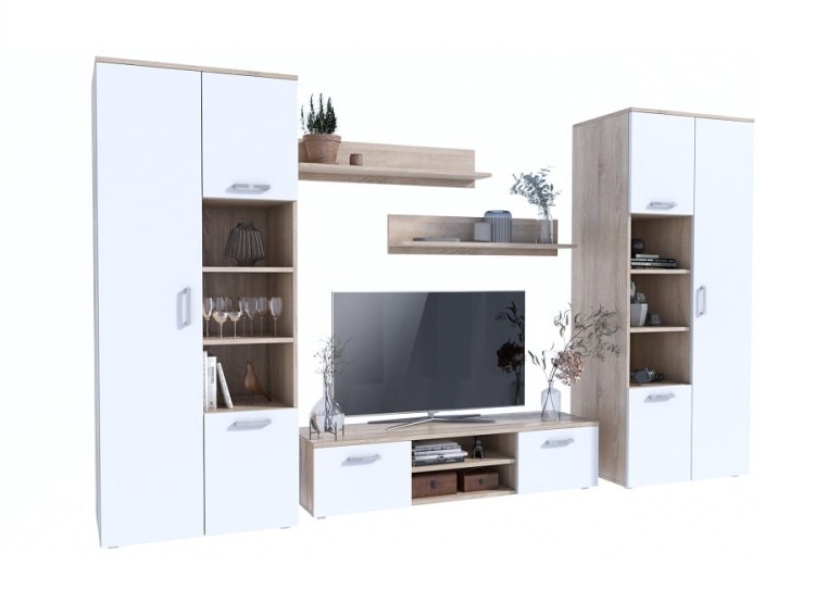 Komplet-mebli-z-szafami-biały-z-sonomą