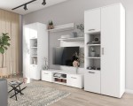 Białe meble do salonu z szafami i RTV - komplet