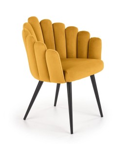 Musztardowe krzesło muszla do jadalni