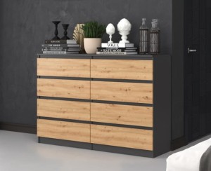 Duża komoda z szufladami na bieliznę 138 cm antracyt