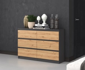 Szeroka komoda z szufladami artisan z antracytem