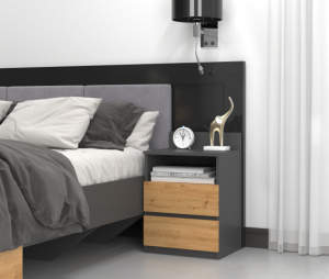 Szafka nocna z szufladami stolik antracyt z artisanem