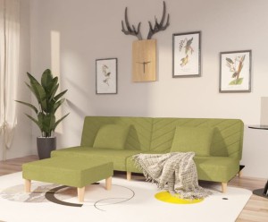 Zielona sofa z podnóżkiem do poczekalni