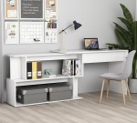 Białe modułowe biurko narożne z półką