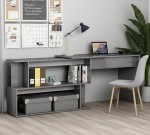 Biurko narożne z półkami szary połysk