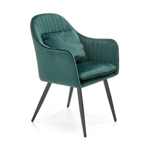 Ciemnozielone krzesło welurowe z poduszką