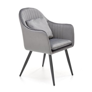 Szare krzesło do jadalni velvet z poduszką