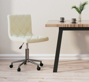 Kremowy aksamitny fotel obrotowy