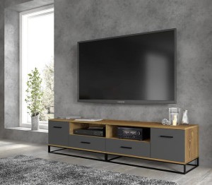 Duża szafka RTV loft na metalowym stelażu