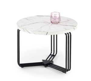 Okrągły stolik kawowy marmur z czarnym