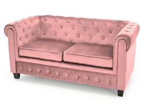 Pikowana sofa dwuosobowa róż glam