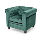 Zielony fotel tapicerowany w stylu glamour