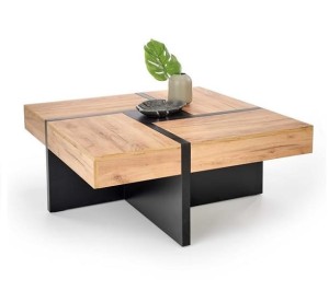 Duża kwadratowa ława z szufladami loft 100 cm