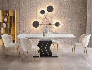 Rozkładany stół do jadalni biały marmur 200cm