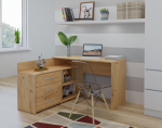 Biurko narożne z szufladami i półkami artisan