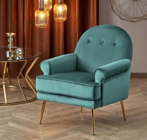 Elegancki fotel vintage pikowany ciemna zieleń