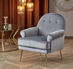 Popielaty fotel wypoczynkowy pikowany glamour