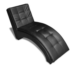 Czarny szezlong z przeszyciami ekoskóra