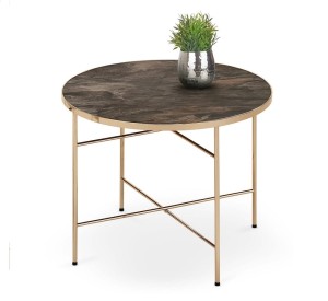 Okrągły stolik kawowy ława ciemny marmur