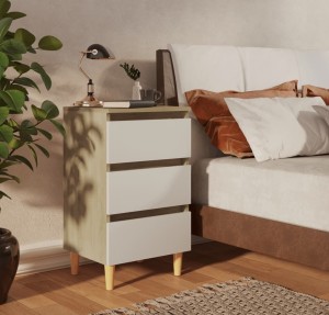 Szafka nocna z szufladami scandi sonoma/biały