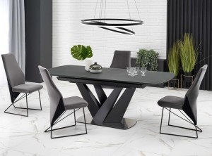 Elegancki czarny stół rozkładany 160cm