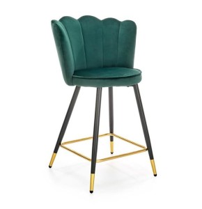 Eleganckie krzesło barowe muszla butelkowa zieleń