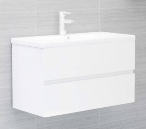 Biała szafka pod umywalkę w połysku