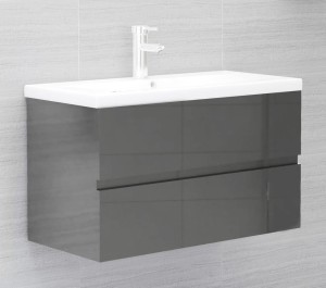 Wisząca szafka łazienkowa szary połysk