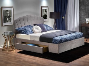 Szare łóżko z szufladą na pościel 160x200cm