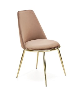 Beżowe krzesło velvet na złotych nogach