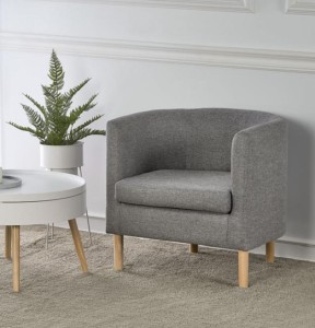 Zaokrąglony fotel klubowy szary scandi