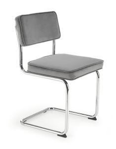Szare krzesło na chromowanych płozach