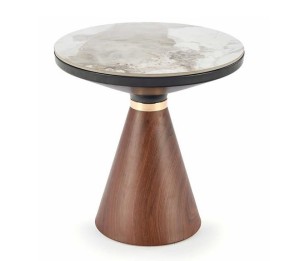 Okrągły stolik kawowy na nodze orzech/marmur