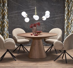 Okrągły stół do jadalni na stożku orzech ø136cm