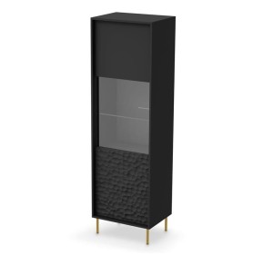 Czarna witryna na złotych nóżkach 185 cm