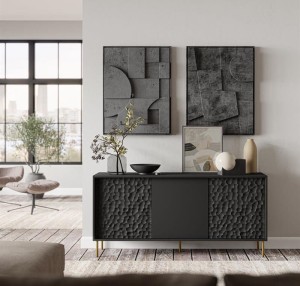 Elegancka czarna trójwymiarowa komoda 155cm