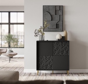 Czarna szafka na nóżkach komoda glam
