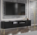 Długa szafka pod TV czarna na złotych nóżkach