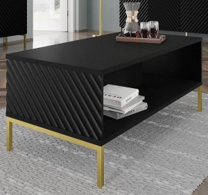 Prostokątny stolik kawowy z półką czerń