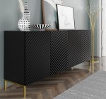 Duża szafka do salonu czerń złote nóżki 200 cm