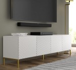 Biało-złota szafka pod TV z drzwiczkami