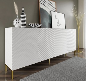Biała długa komoda glamour 200cm 