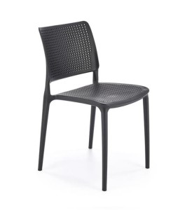 Ażurowe czarne krzesło ogrodowe z polipropylenu