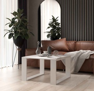 Biały stolik kawowy ława 67x67 cm