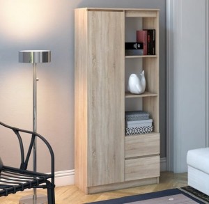 Regał biurowy z półkami i szufladami dąb sonoma